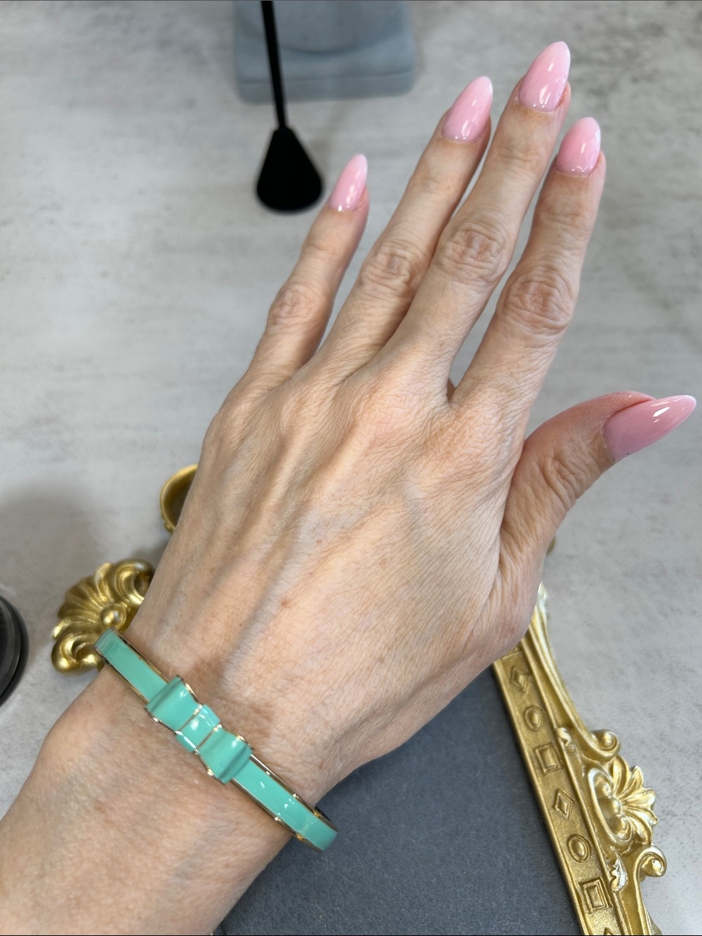 kate spade Gold-Tone Mint Enamel Bow Bangle Bracelet - Picture 4 of 7